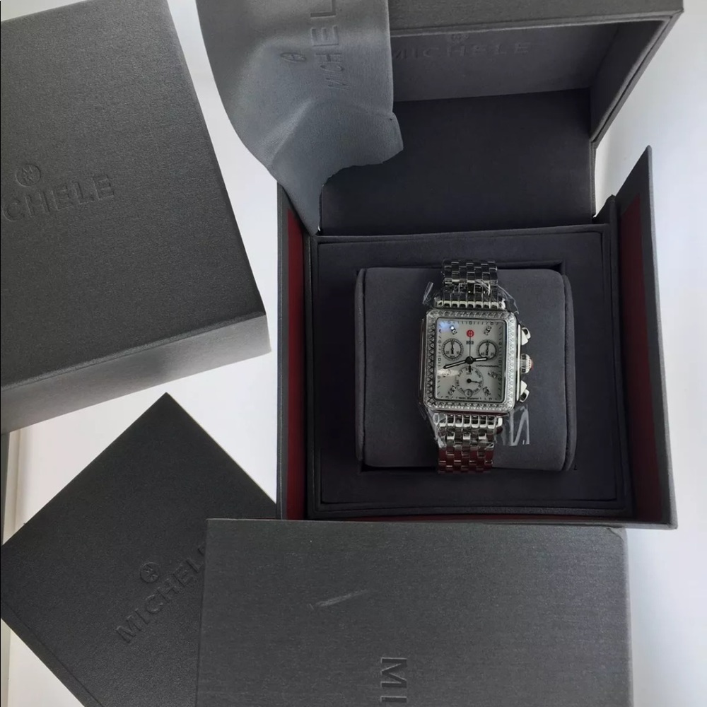 MICHELE DECO DIAMOND STAINLESS STEEL  WATCH...